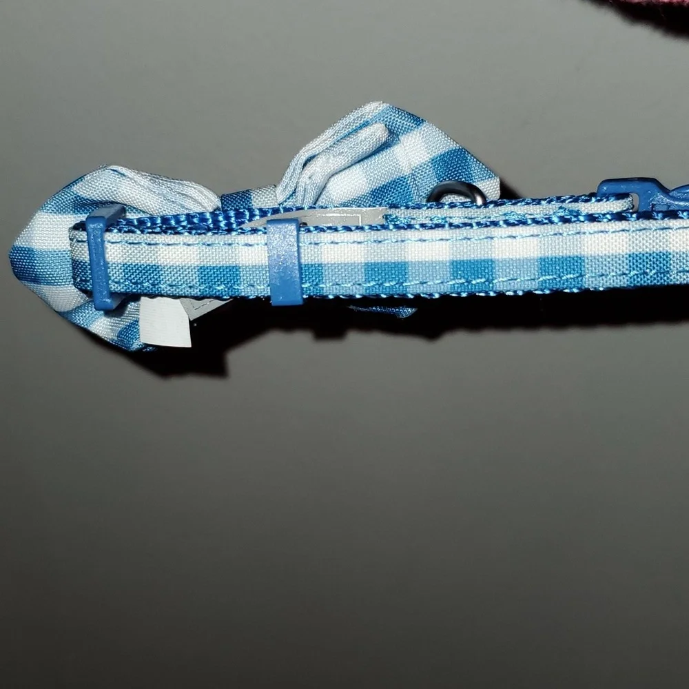 New Top Paw Blue & White Gingham Pet Plaid Dog Cat Bow Collar Xsmall & Small